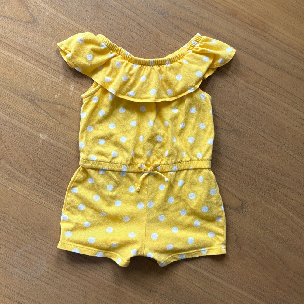 Old Navy Yellow and White Polka Dot Kids Romper
